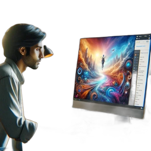 concept art, 3d render, man, works transparent PNG cut-out