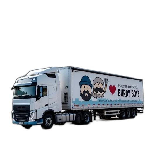 white, semi-truck, large, advertisement transparent PNG cut-out