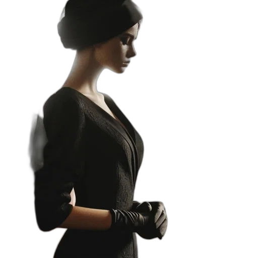 dress, hat, jewelry, staff transparent PNG cut-out