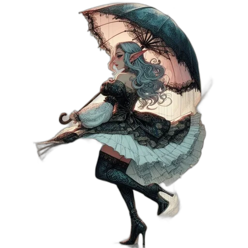 umbrella, dress, mask, creature transparent PNG cut-out