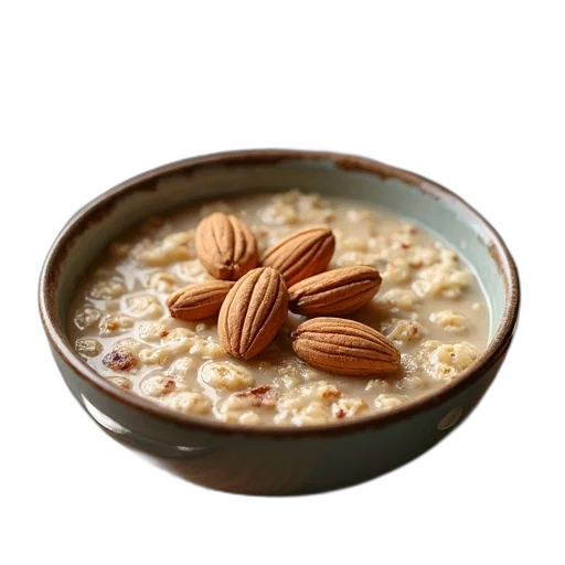 food, bowl, oatmeal, nuts transparent PNG cut-out