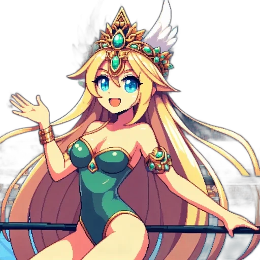 crown, staff, dress, pixel art transparent PNG cut-out