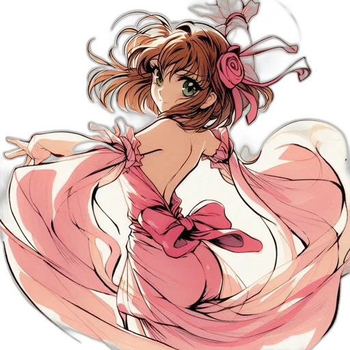 dress, staff, weapon, flower transparent PNG cut-out