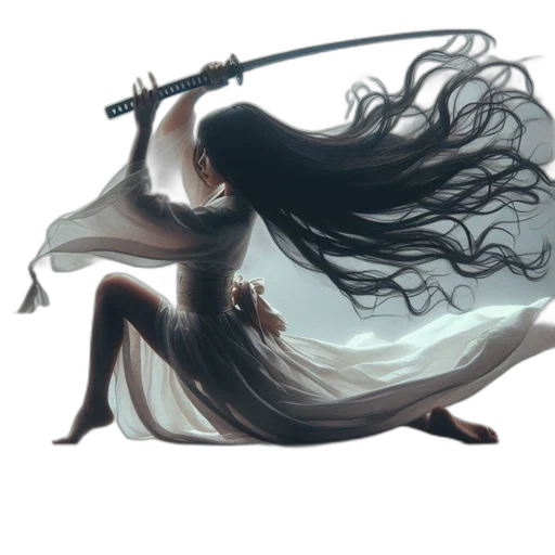 sword, hair, staff, weapon transparent PNG cut-out