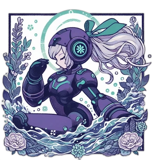 robot, flower, creature, dress transparent PNG cut-out