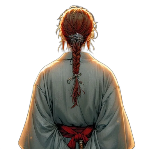 staff, jacket, hair, sword transparent PNG cut-out