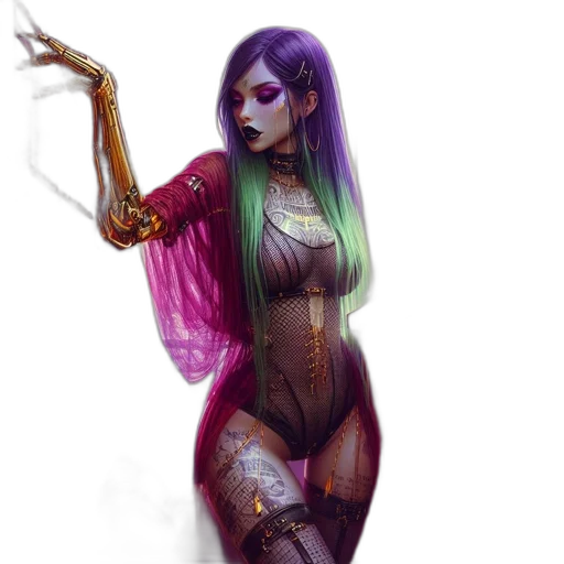 dress, fantasy art, cyberpunk, concept art transparent PNG cut-out