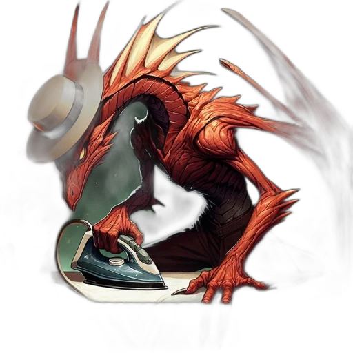 dragon, creature, hat, staff transparent PNG cut-out