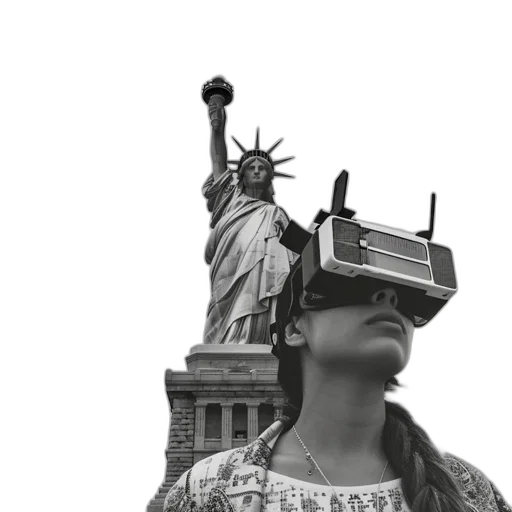 woman, goggles, stands, before transparent PNG cut-out