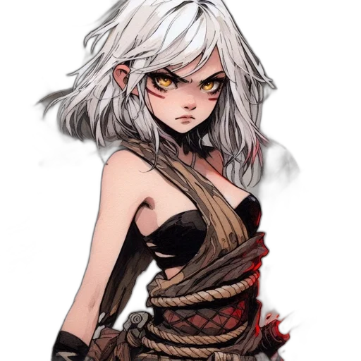 dress, weapon, staff, face transparent PNG cut-out