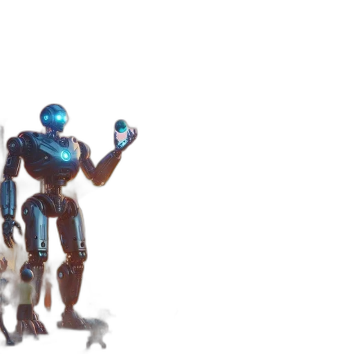robot, concept art, 3d render, pixel art transparent PNG cut-out