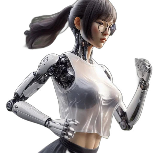 robot, concept art, cyberpunk, 3d render transparent PNG cut-out