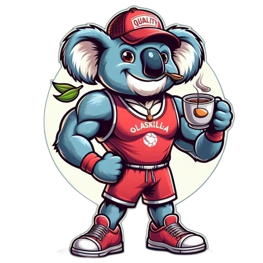whimsical, cartoon, koala, sports transparent PNG cut-out