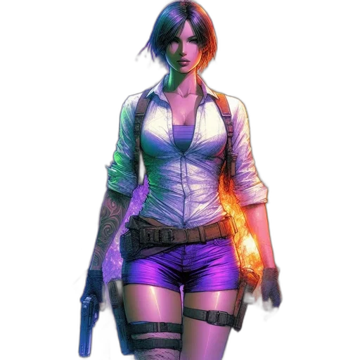 jacket, weapon, concept art, cyberpunk transparent PNG cut-out