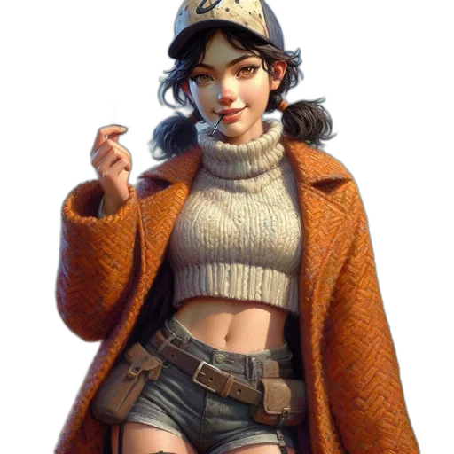 jacket, hat, weapon, staff transparent PNG cut-out