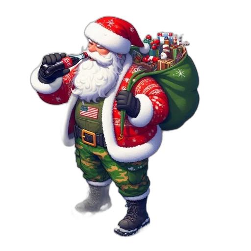 concept art, pixel art, 3d render, santa transparent PNG cut-out