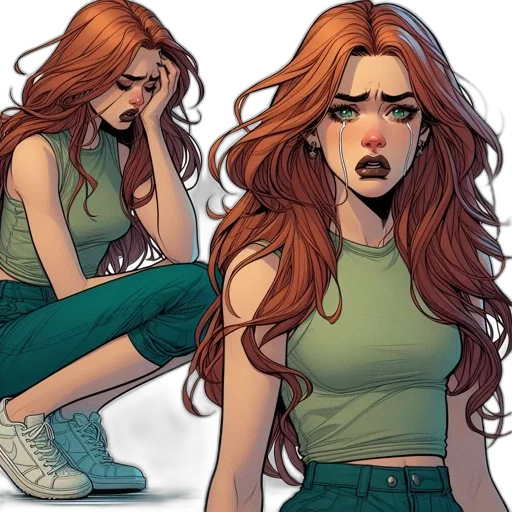 comic book art, concept art, green, earth tones transparent PNG cut-out