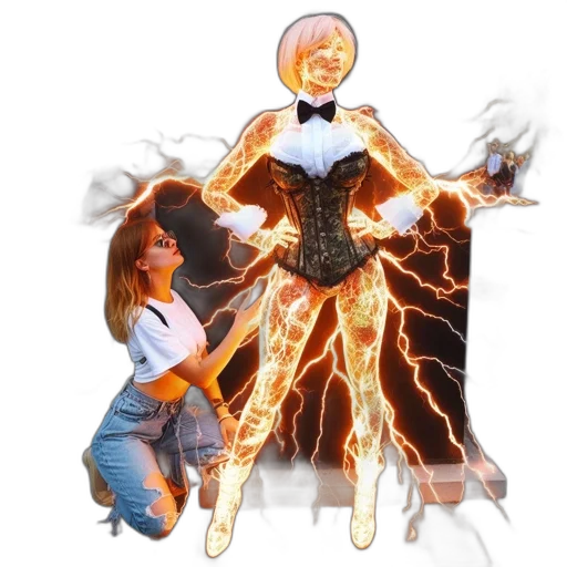 dress, jacket, robot, hair transparent PNG cut-out