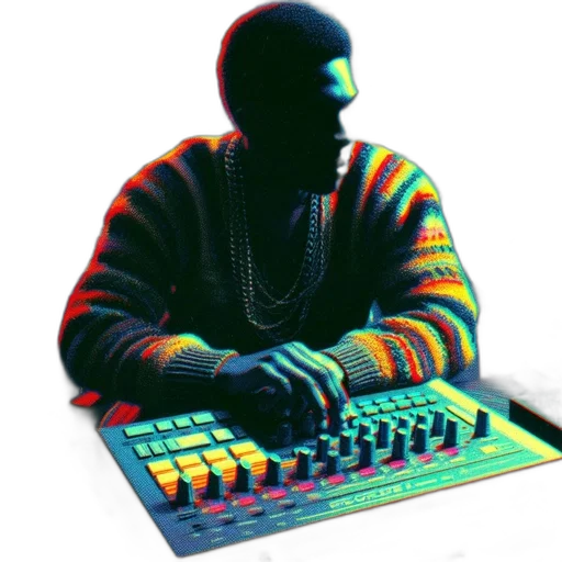 jacket, robot, vaporwave, pixel art transparent PNG cut-out