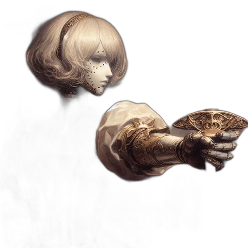 hair, face, mask, weapon transparent PNG cut-out