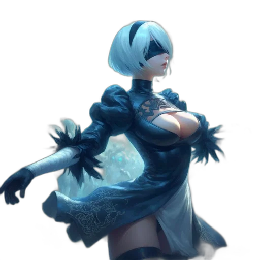 dress, robot, staff, concept art transparent PNG cut-out