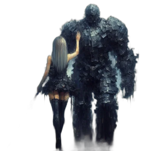 dress, robot, creature, sword transparent PNG cut-out