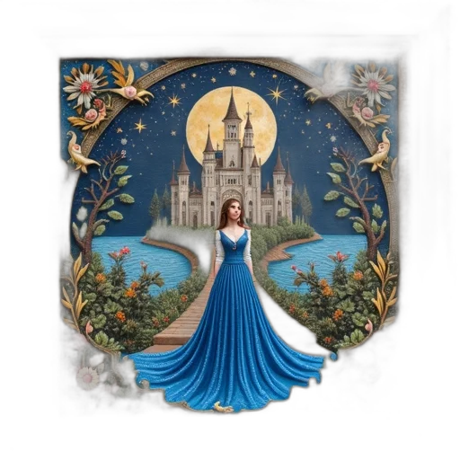 dress, crown, jewelry, fantasy art transparent PNG cut-out