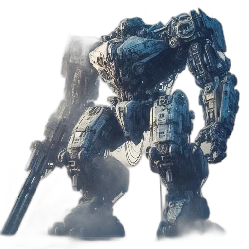 robot, weapon, concept art, 3d render transparent PNG cut-out