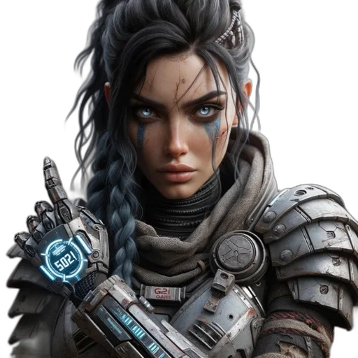weapon, staff, face, fantasy art transparent PNG cut-out