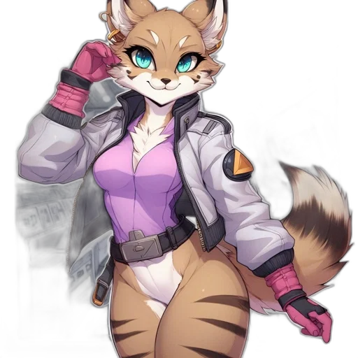 jacket, staff, animal, cyberpunk transparent PNG cut-out
