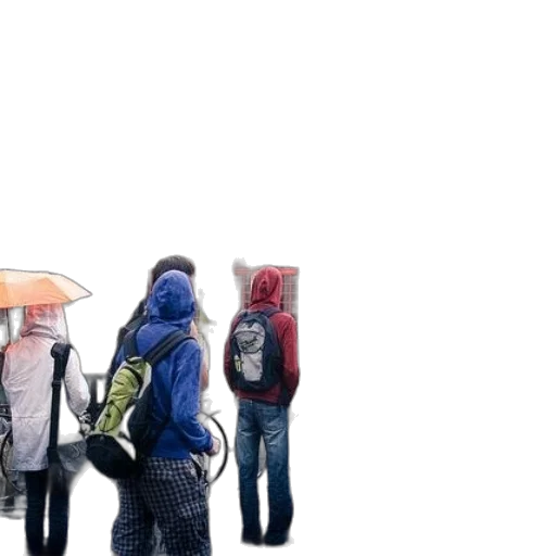 umbrella, jacket, hat, staff transparent PNG cut-out
