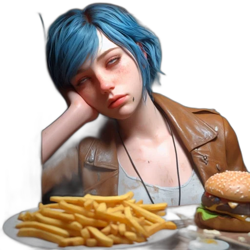 food, robot, jacket, photorealistic transparent PNG cut-out