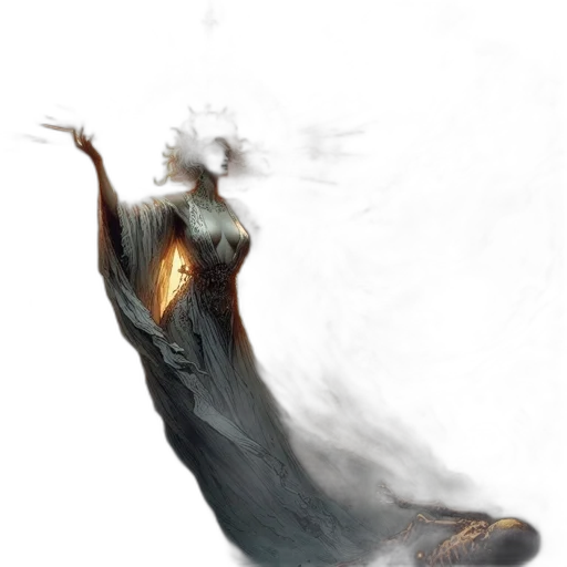 dragon, dress, creature, staff transparent PNG cut-out