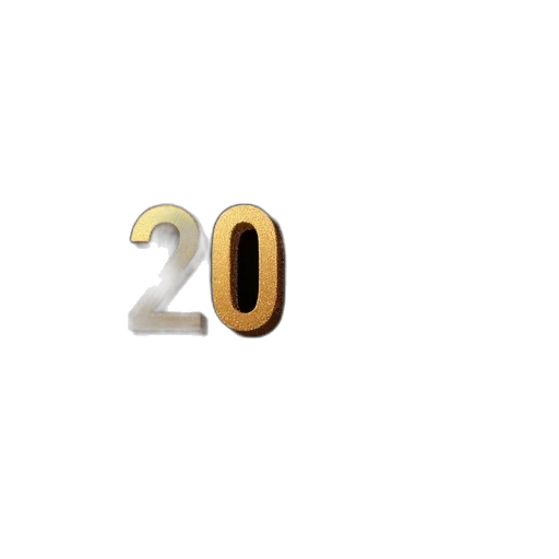 3d render, golden, 2018, happy transparent PNG cut-out