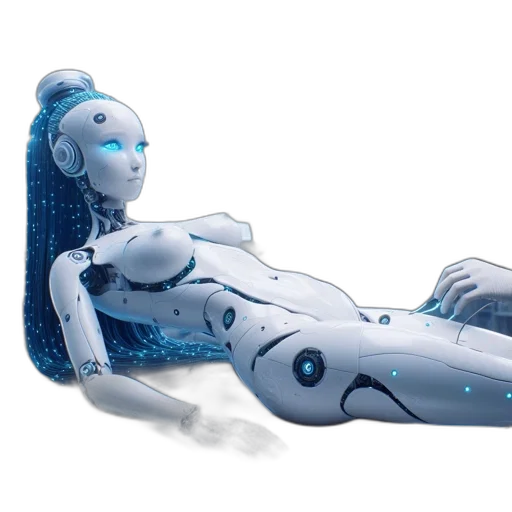robot, concept art, cyberpunk, 3d render transparent PNG cut-out