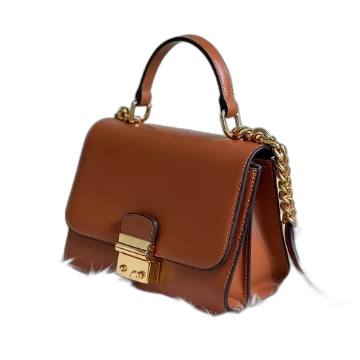 brown, leather, handbag, gold transparent PNG cut-out