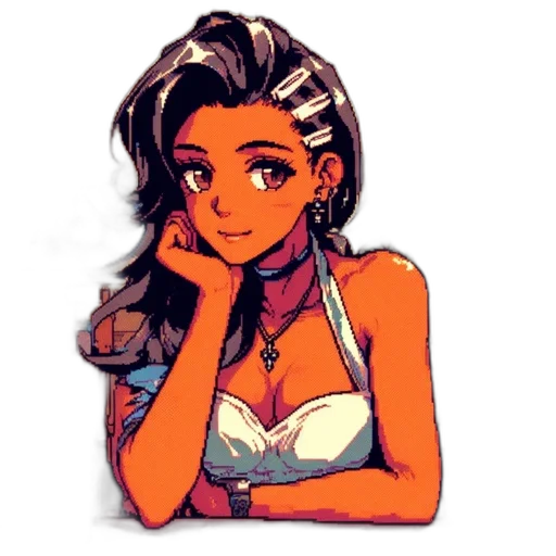 jewelry, face, pixel art, cartoon transparent PNG cut-out