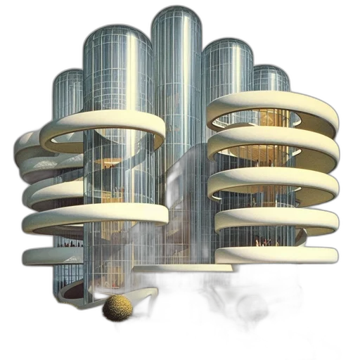 building, 3d render, concept art, futuristic transparent PNG cut-out