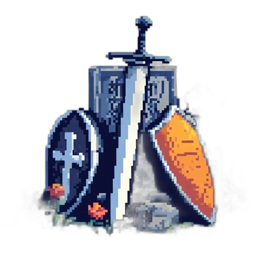 sword, weapon, crown, pixel art transparent PNG cut-out