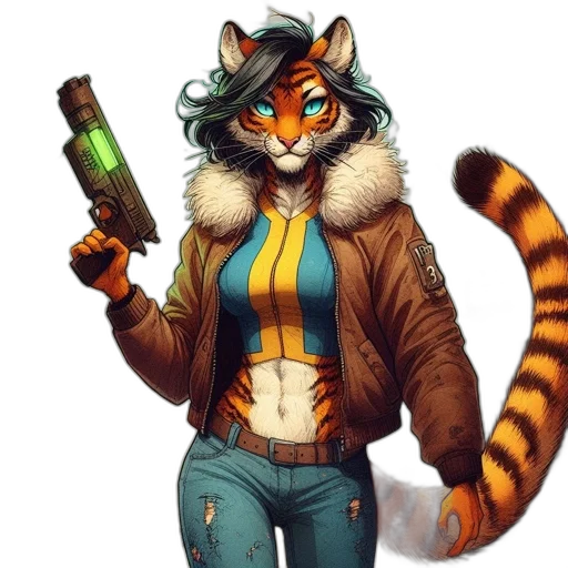 jacket, staff, weapon, animal transparent PNG cut-out