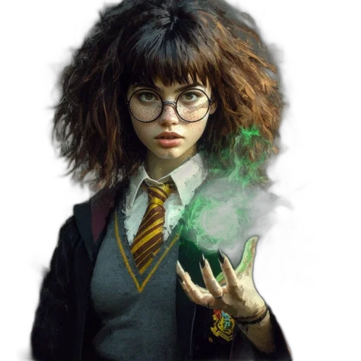 hair, staff, jacket, face transparent PNG cut-out