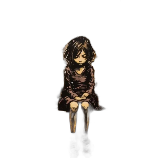 dress, creature, hair, staff transparent PNG cut-out