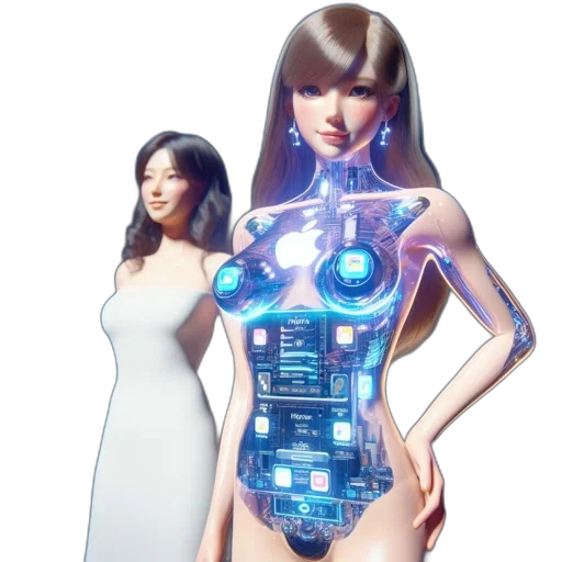 robot, dress, 3d render, concept art transparent PNG cut-out