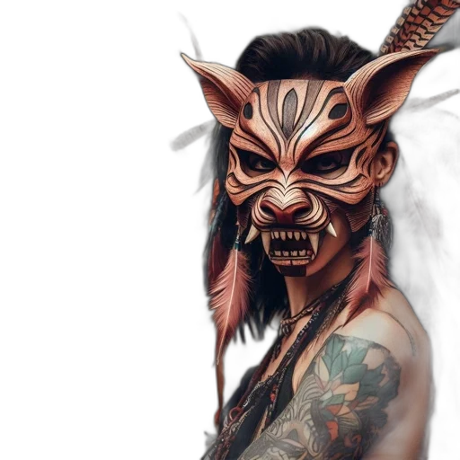 mask, staff, creature, face transparent PNG cut-out