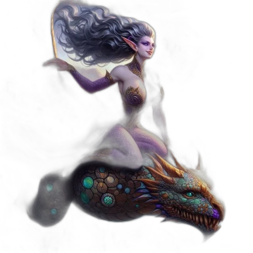 dragon, creature, dress, fantasy art transparent PNG cut-out