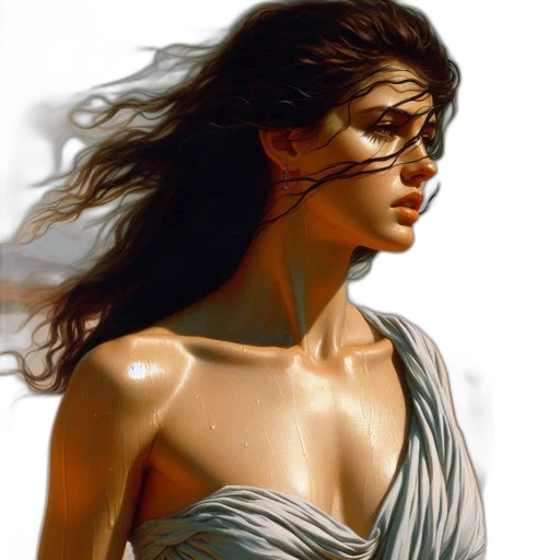 dress, jewelry, photorealistic, oil painting transparent PNG cut-out