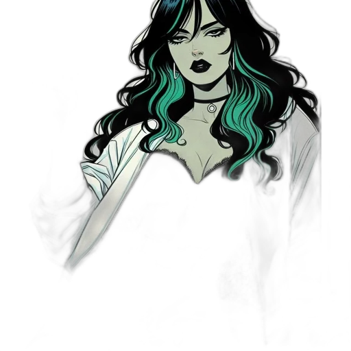 dress, staff, comic book art, concept art transparent PNG cut-out