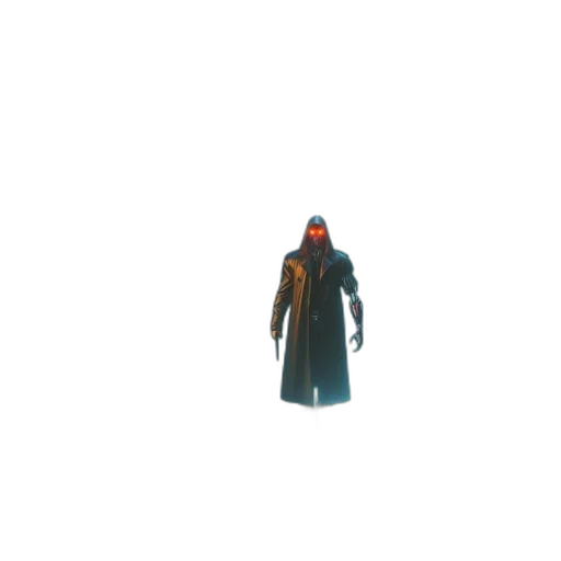 jacket, creature, staff, sword transparent PNG cut-out