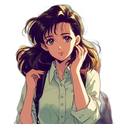face, dress, anime, vaporwave transparent PNG cut-out