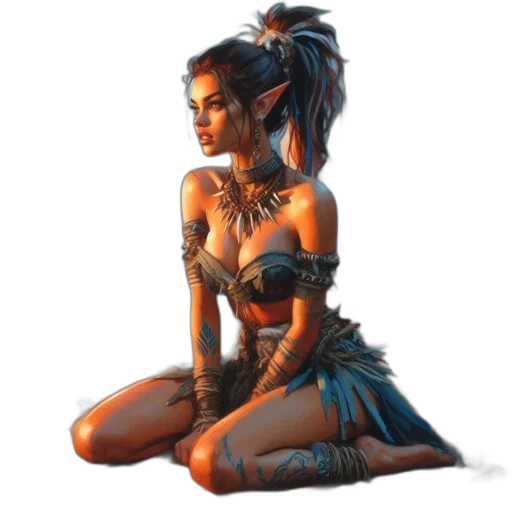 dress, staff, weapon, jewelry transparent PNG cut-out